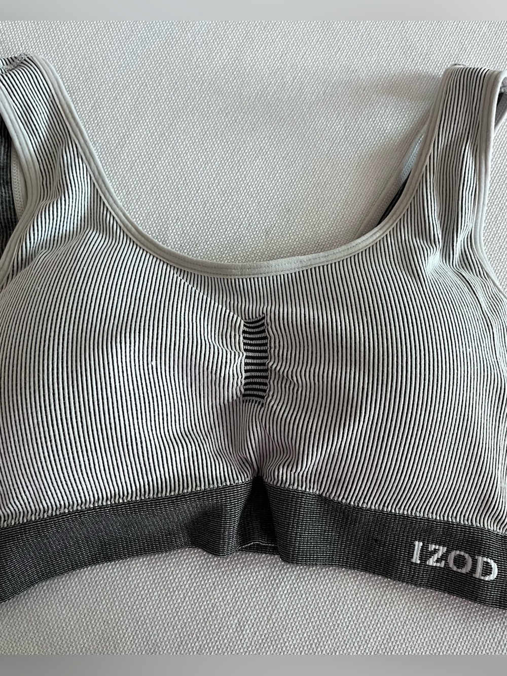 Izod Gray & White Ribbed Stripe Comfort Sports Bra Size 2X